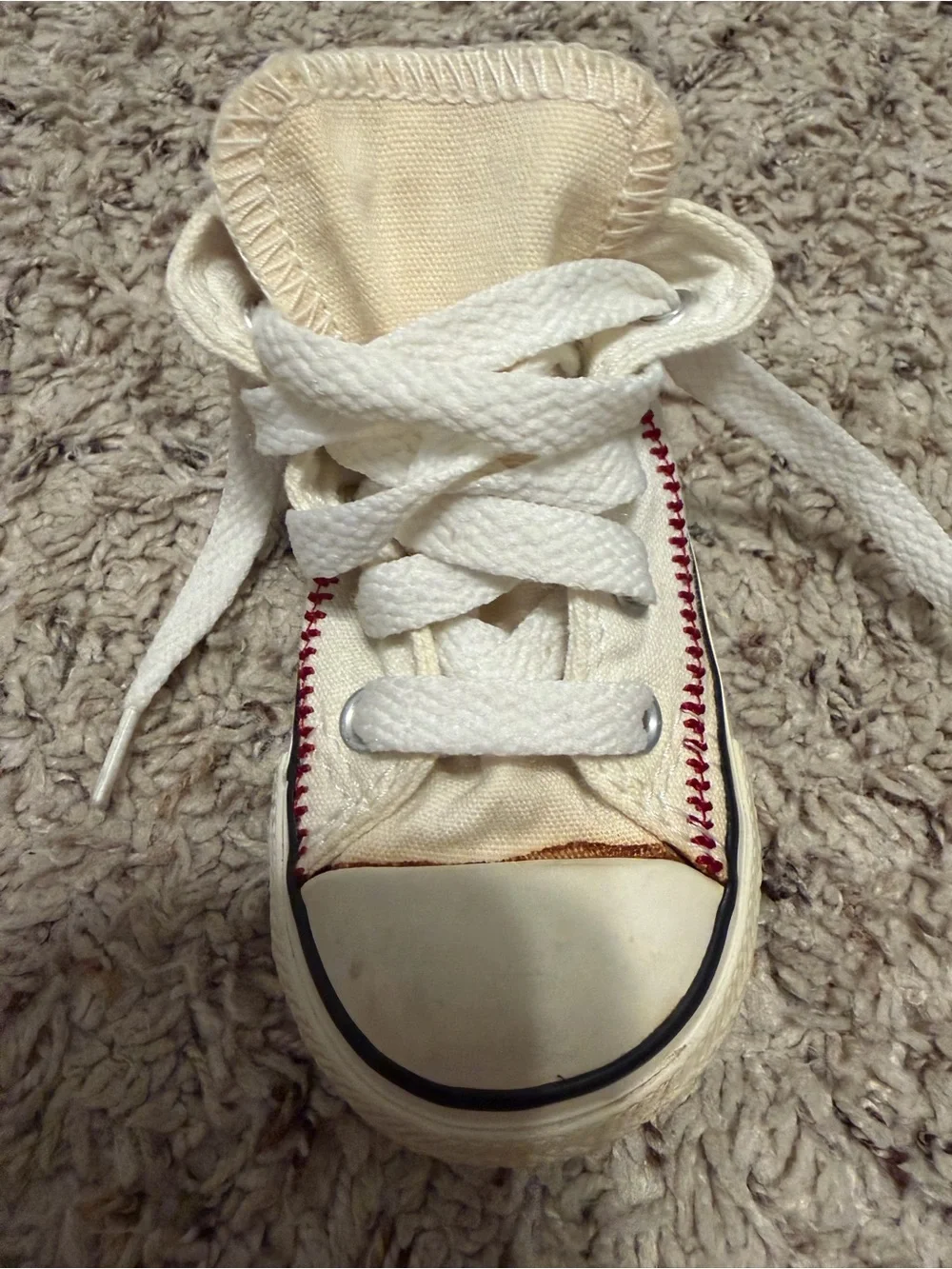Converse Kids White High-Top Sneakers with Baseball Stitching